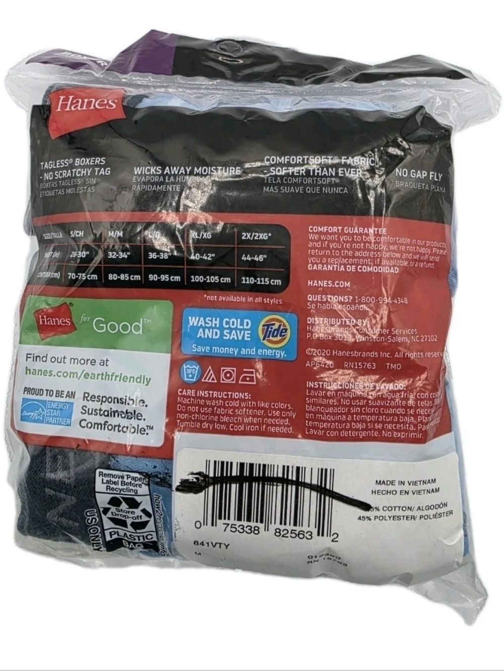 Hanes Mens Tagless Boxer Briefs Knit Stretch Performance Size  XLarge 44 46 NEW